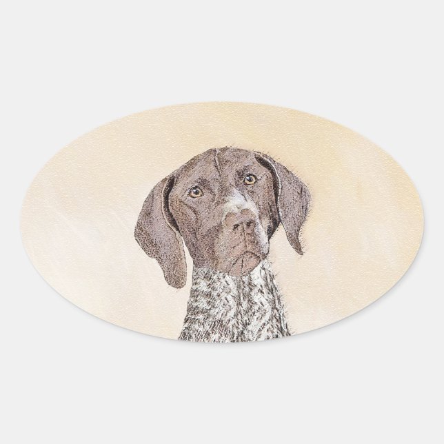 Sticker Ovale Peinture pointeur germanique - Art original (Devant)