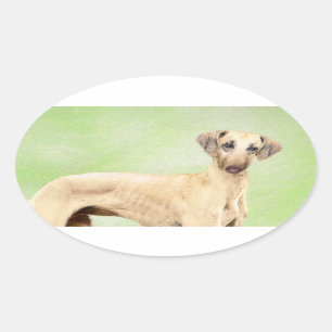 Sticker Ovale Peinture Sloughis - Joli art original pour chien