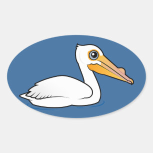 Sticker Ovale Pélican blanc américain