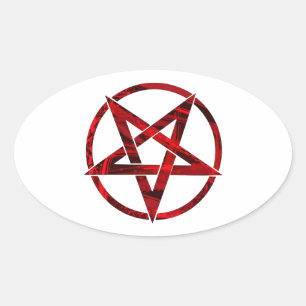 Sticker Ovale Pentagram Red Devil