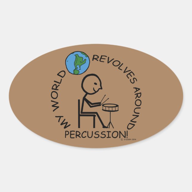 Sticker Ovale Percussion - Le monde tourne autour d'un autocolla (Devant)