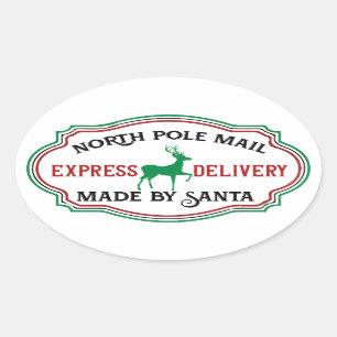 Sticker Ovale Père Noël North Pole Mail Fabriqué par Père Noël O