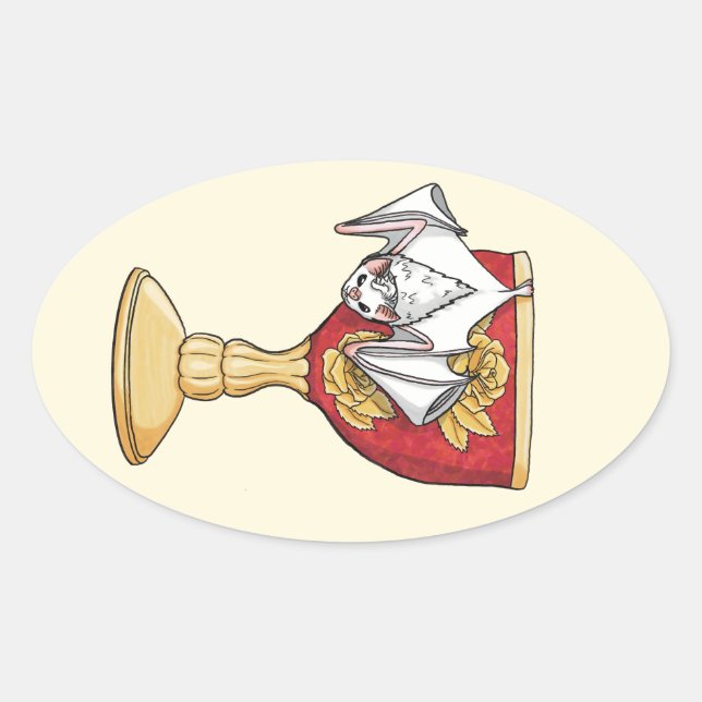 Sticker Ovale Petit chauve-souris blanche (Devant)