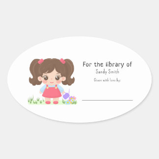 Sticker Ovale Petite petite fille - Pour la bibliothèque de