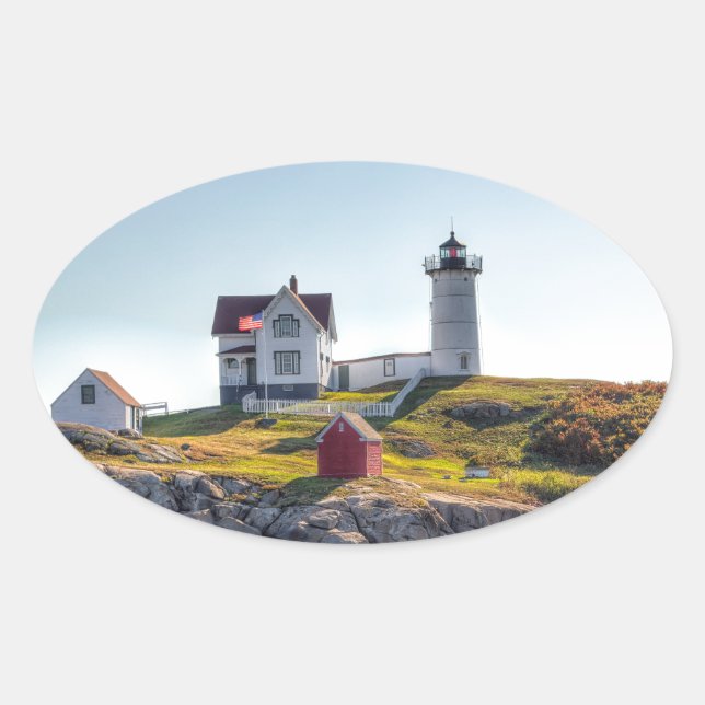 Sticker Ovale Phare de Nubble (Devant)