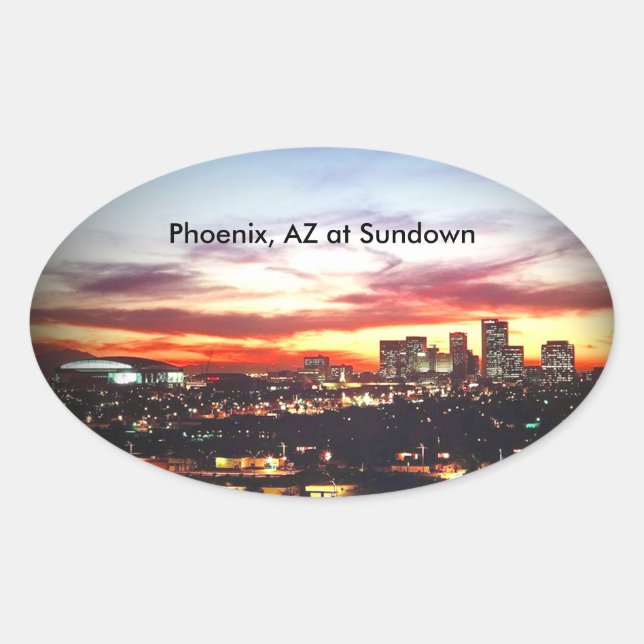 Sticker Ovale Phoenix, AZ at Sundown (Devant)