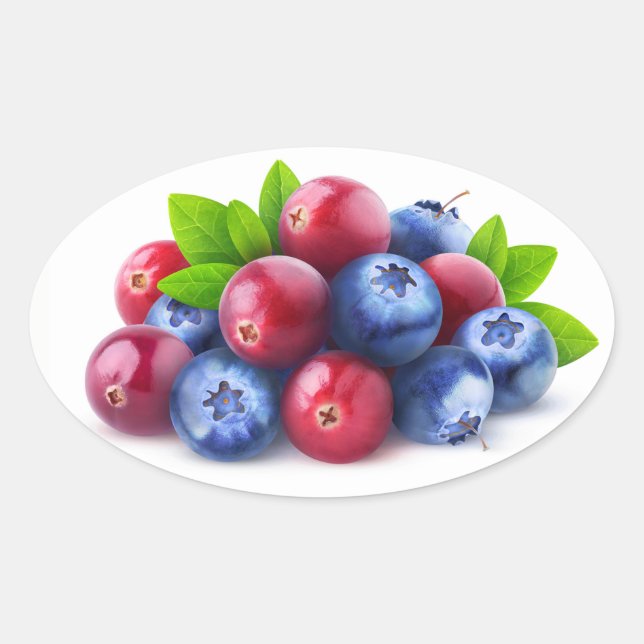 Sticker Ovale Pile de baies fraîches (Devant)
