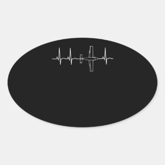 Sticker Ovale Pilote d'avion pilote Heartbeat cadeau volant