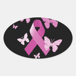 Sticker Ovale Pink Aware Ribbon