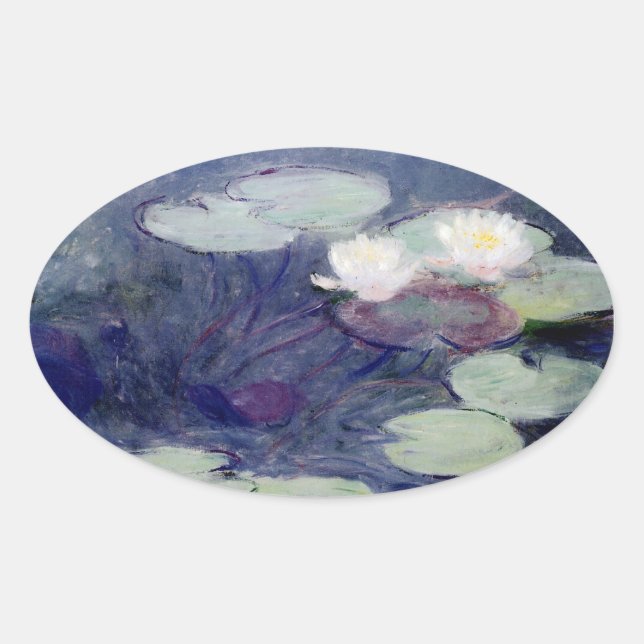 Sticker Ovale Pink Water-Lilies : 1897-99 par Monet (Devant)