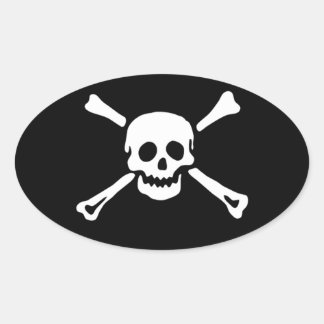 Sticker ovale Pirate Skull and Crossbones #3