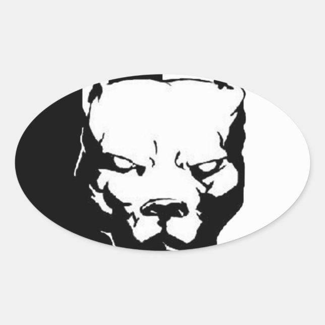 Sticker Ovale Pitbull (Devant)