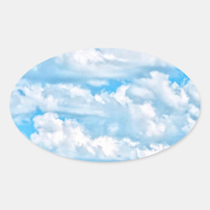 Sticker Ovale Pittoresque Joyeux nuages ensoleillés Arrière - pl