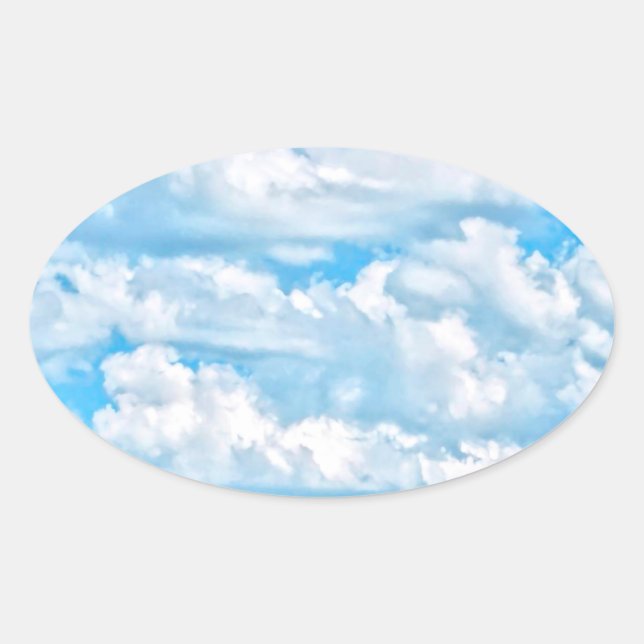 Sticker Ovale Pittoresque Joyeux nuages ensoleillés Arrière - pl (Devant)