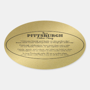 Sticker Ovale Pittsburgh Cookie Table Thème Poem Or