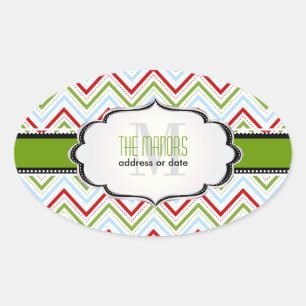 Sticker Ovale PixDezines couleurs Chevron/Noël/DO-IT-YOURSELF