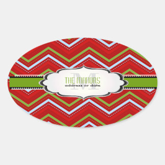 Sticker Ovale PixDezines couleurs Chevron/Noël/do-it-yourself