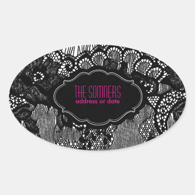 Sticker Ovale PixDezines fausse dentelle/do-it-yourself couleur  (Devant)