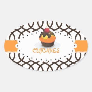 Sticker Ovale PixDezines monaco treillis+gâteau/DIY couleur
