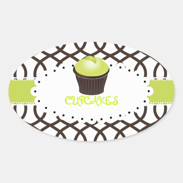 Sticker Ovale PixDezines monaco trellis+cupcake/do-it-yourself c (Devant)