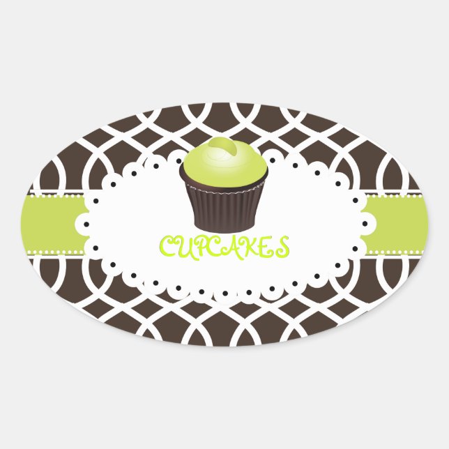 Sticker Ovale PixDezines monaco trellis+cupcake/do-it-yourself c (Devant)