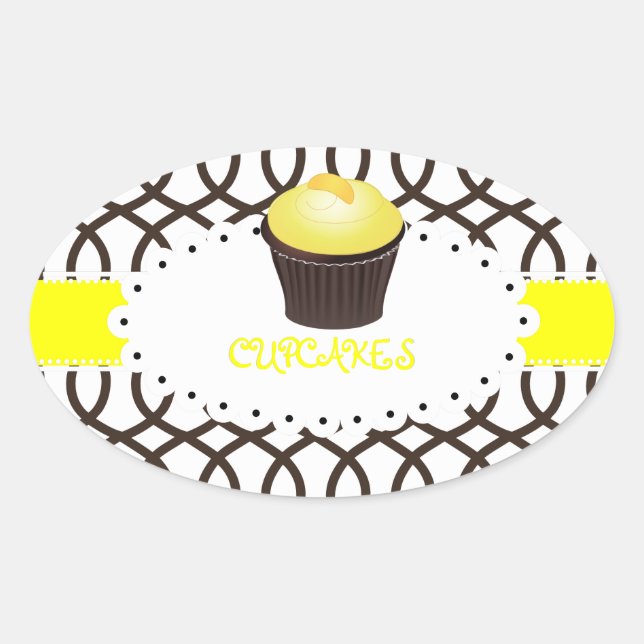 Sticker Ovale PixDezines monaco trellis+cupcake/do-it-yourself c (Devant)