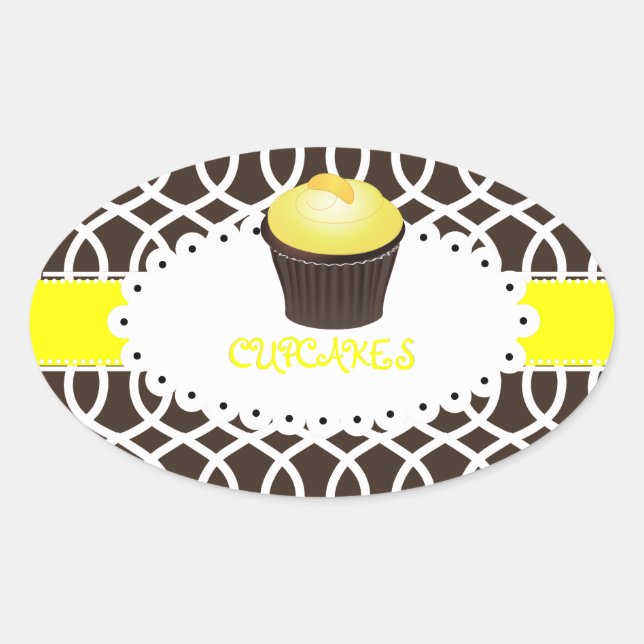 Sticker Ovale PixDezines monaco trellis+cupcake/do-it-yourself c (Devant)