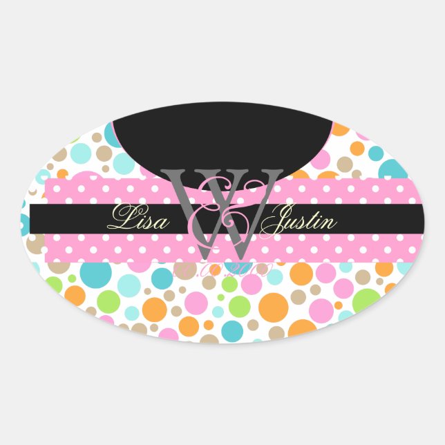 Sticker Ovale PIxDezines Sorbet Dots/do-it-yourself couleurs ! (Devant)