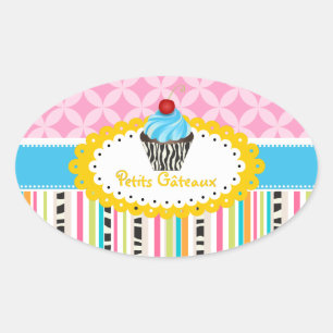 Sticker Ovale PixDezines tourbillons citron cupcake/do-it-yourse