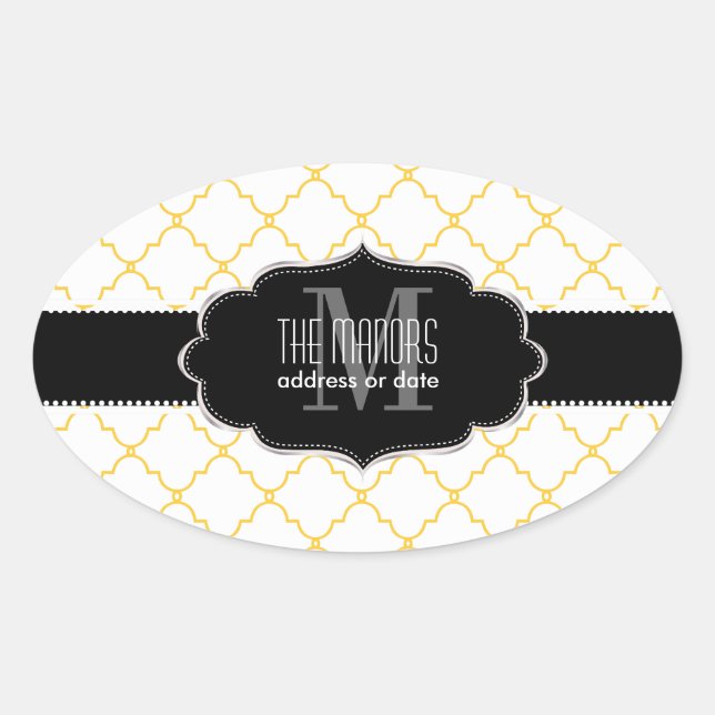 Sticker Ovale PixDezines trellis marocain/do-it-yourself couleur (Devant)