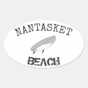 Sticker Ovale Plage de Nantasket surfer