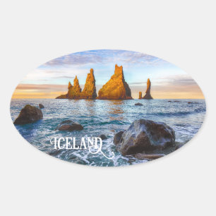 Sticker Ovale Plage de Reynisfjara, Islande