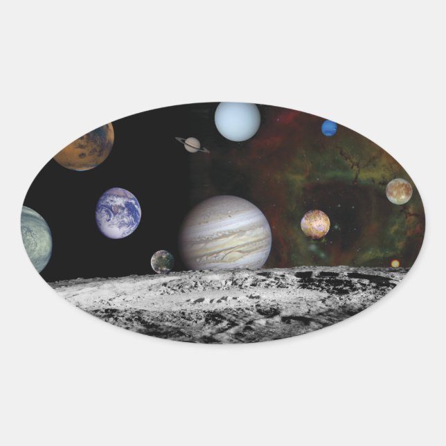 Sticker Ovale Planets du système solaire (Devant)
