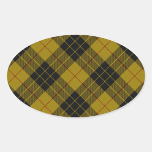 Sticker Ovale Plaque noire jaune tartan MacLeod