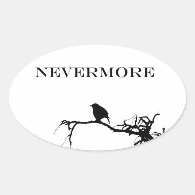 Sticker Ovale Plus Raven Poem Edgar Allan Poe Citation (Devant)