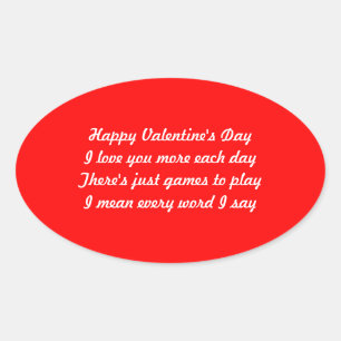 Sticker Ovale Poème de la Saint Valentin