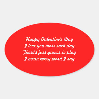 Sticker Ovale Poème de la Saint Valentin