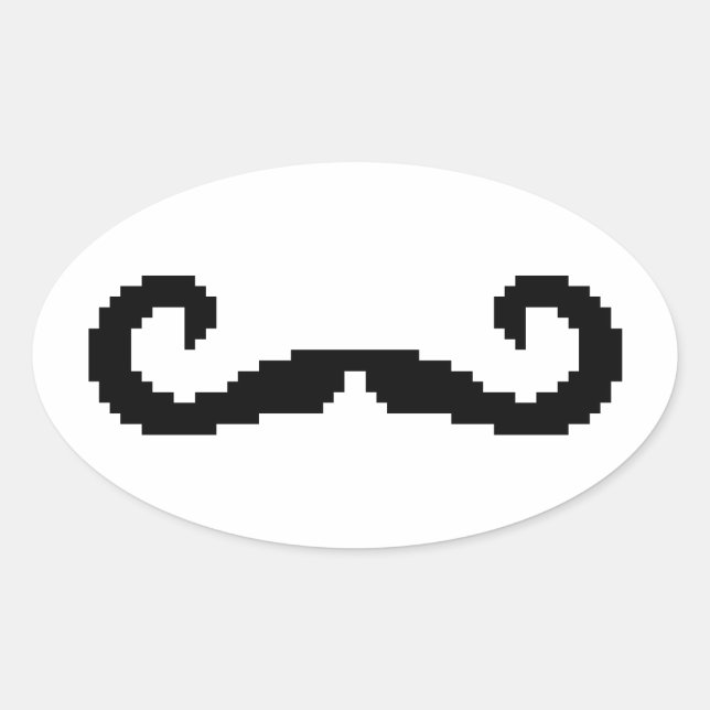 Sticker Ovale Poignée de 8 bits Pixel Moustache (Devant)