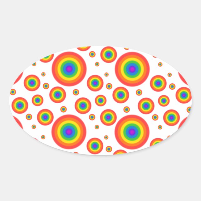 Sticker Ovale Pois arc-en-ciel (Devant)