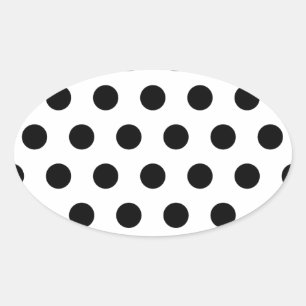 Sticker Ovale Pois noirs et blancs personnalisés