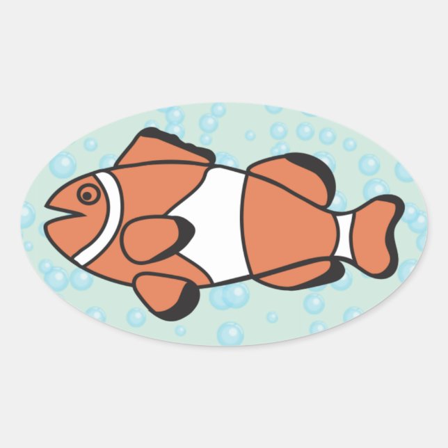 Sticker Ovale Poisson Carton mignon (Devant)