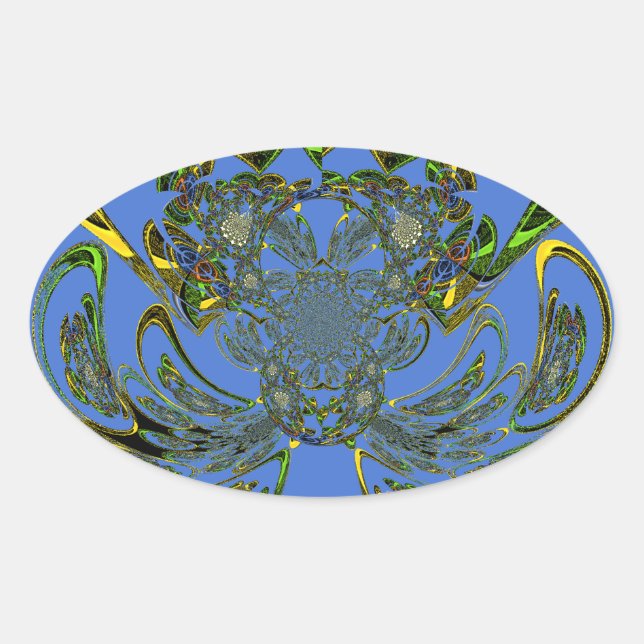 Sticker Ovale Poisson de plumes (Devant)