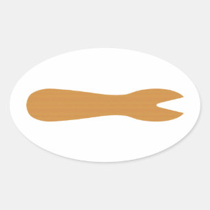 Sticker Ovale Poissons & Chips Boutique Fourche en bois