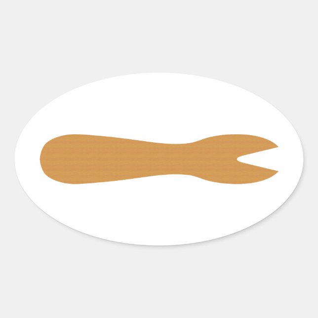 Sticker Ovale Poissons & Chips Boutique Fourche en bois (Devant)