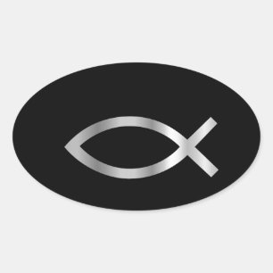 Sticker Ovale Poissons d'Ichthys de christianisme