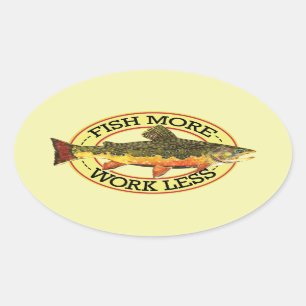 Sticker Ovale Poissons humoristiques plus - Travailler moins de