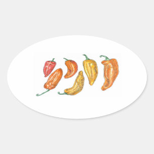 Sticker Ovale Poivrons doux