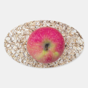 Sticker Ovale Pomme sur avoine