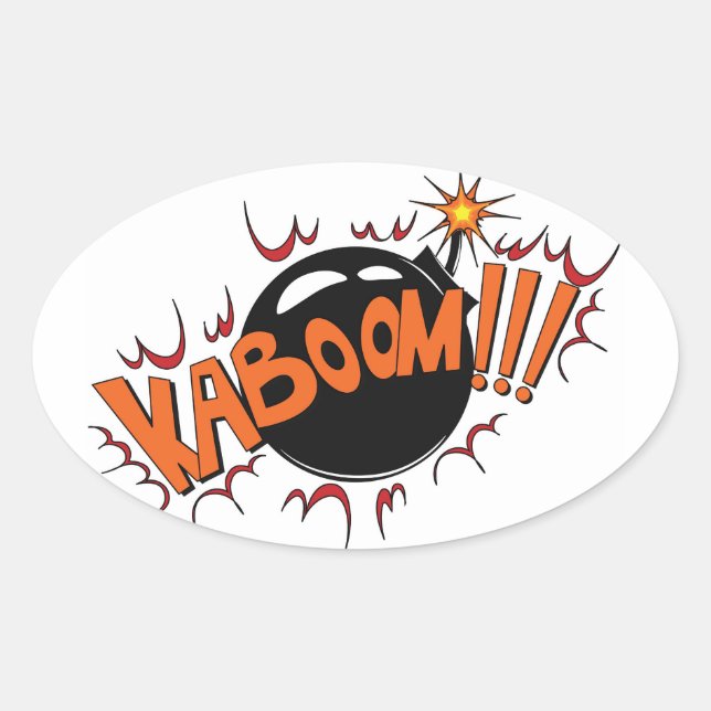 Sticker Ovale Pop Art Comic Style KaBoom! (Devant)
