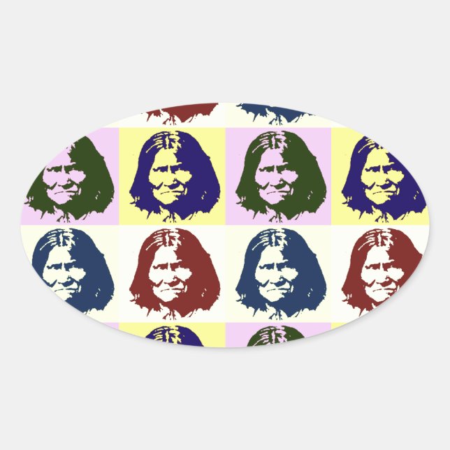 Sticker Ovale Pop Art Geronimo (Devant)